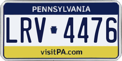 PA license plate LRV4476