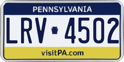 PA license plate LRV4502