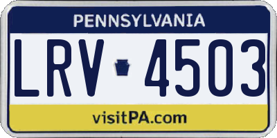 PA license plate LRV4503
