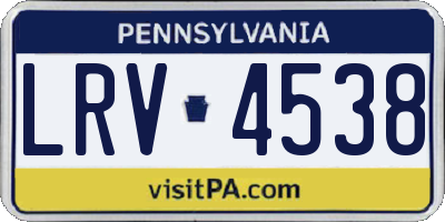 PA license plate LRV4538