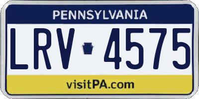 PA license plate LRV4575