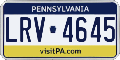 PA license plate LRV4645