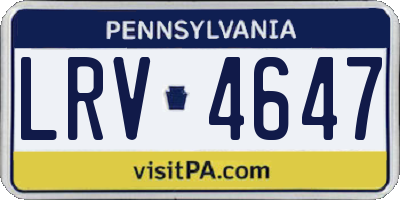 PA license plate LRV4647
