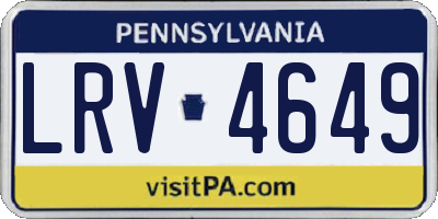 PA license plate LRV4649