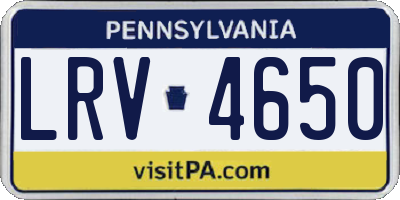 PA license plate LRV4650