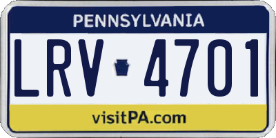 PA license plate LRV4701