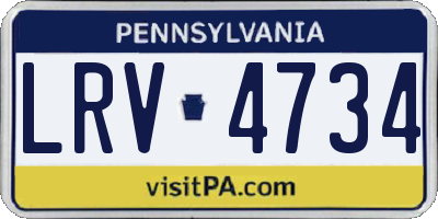 PA license plate LRV4734