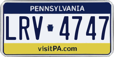 PA license plate LRV4747