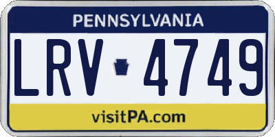 PA license plate LRV4749