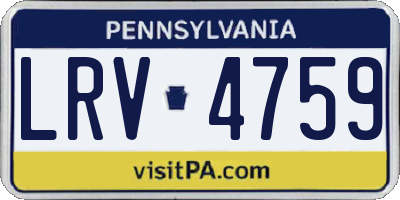 PA license plate LRV4759