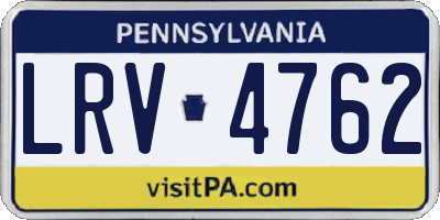PA license plate LRV4762