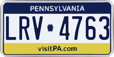 PA license plate LRV4763