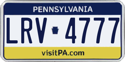 PA license plate LRV4777