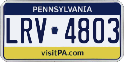 PA license plate LRV4803