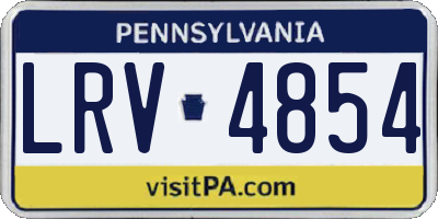 PA license plate LRV4854