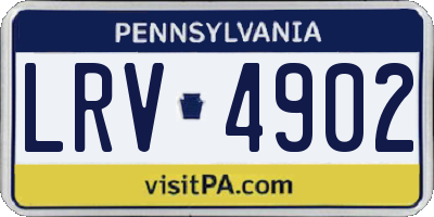 PA license plate LRV4902