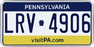 PA license plate LRV4906