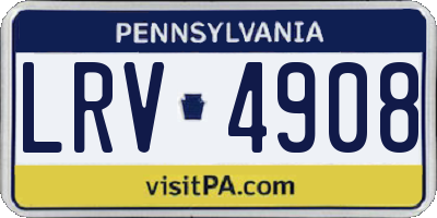 PA license plate LRV4908
