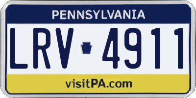 PA license plate LRV4911