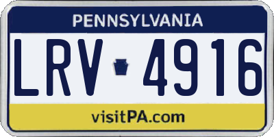 PA license plate LRV4916
