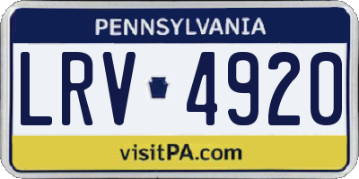 PA license plate LRV4920