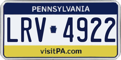 PA license plate LRV4922