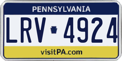 PA license plate LRV4924