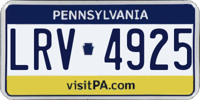 PA license plate LRV4925