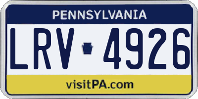 PA license plate LRV4926