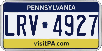 PA license plate LRV4927