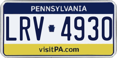 PA license plate LRV4930