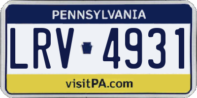 PA license plate LRV4931