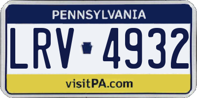 PA license plate LRV4932