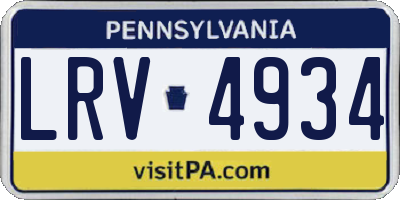 PA license plate LRV4934