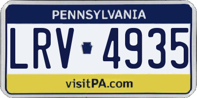 PA license plate LRV4935