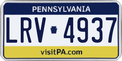 PA license plate LRV4937