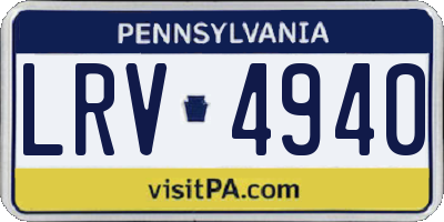 PA license plate LRV4940