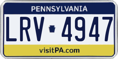 PA license plate LRV4947