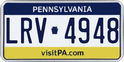 PA license plate LRV4948