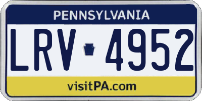 PA license plate LRV4952