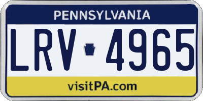 PA license plate LRV4965