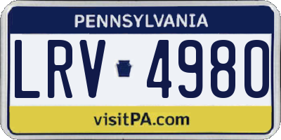 PA license plate LRV4980