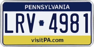 PA license plate LRV4981