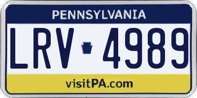 PA license plate LRV4989