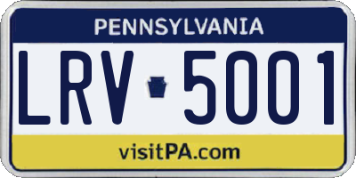 PA license plate LRV5001
