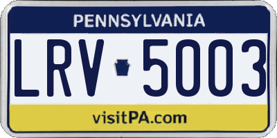 PA license plate LRV5003