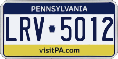 PA license plate LRV5012