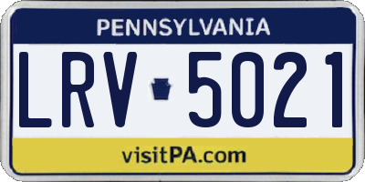 PA license plate LRV5021