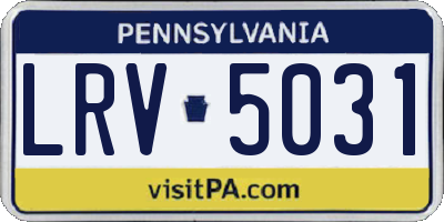 PA license plate LRV5031