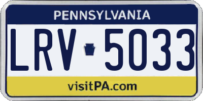 PA license plate LRV5033